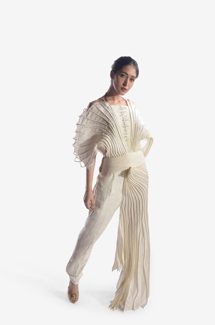 Corded Cape with Tapered Waist and Trail