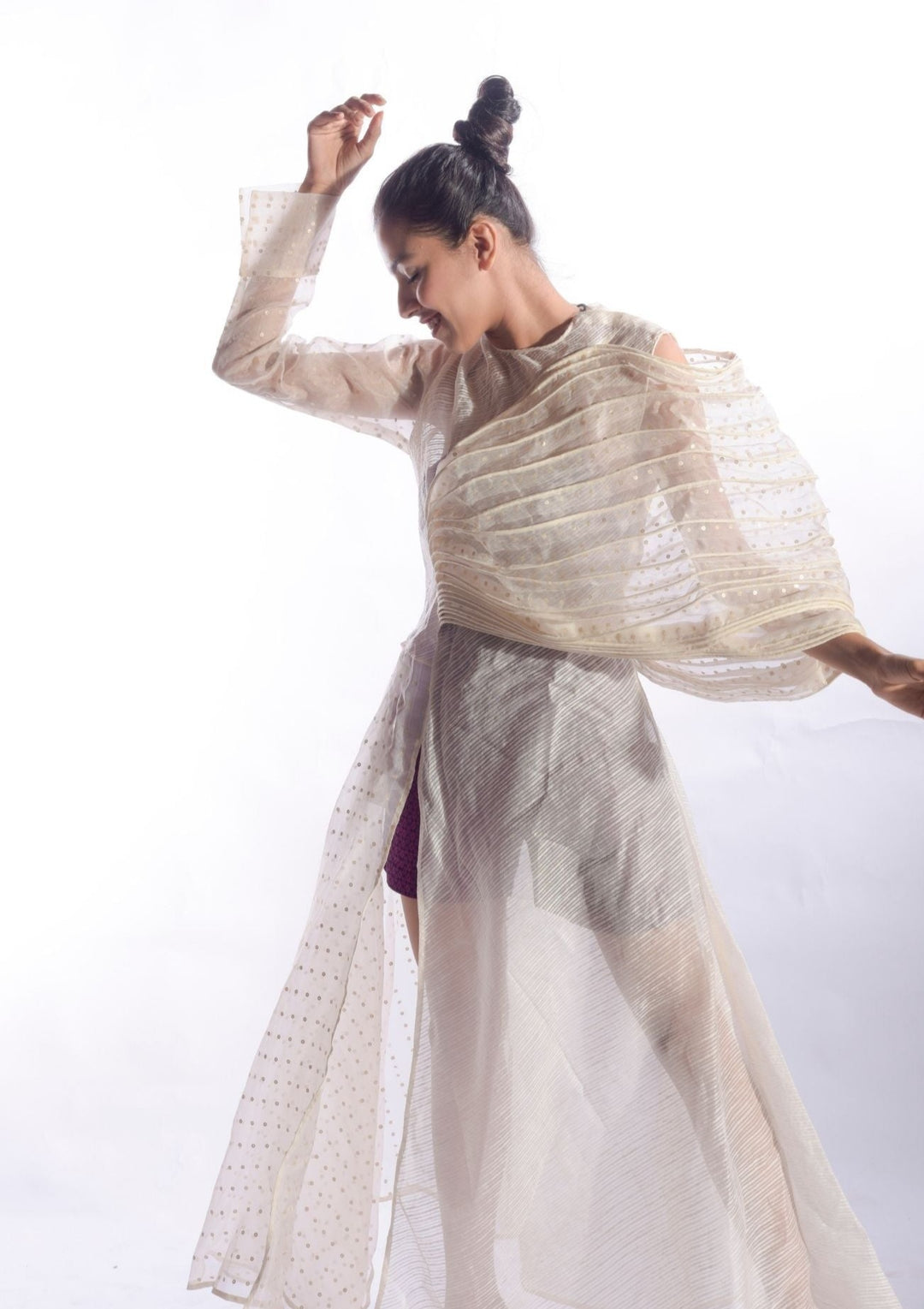 Chanderi Silk Corded Veil Dress