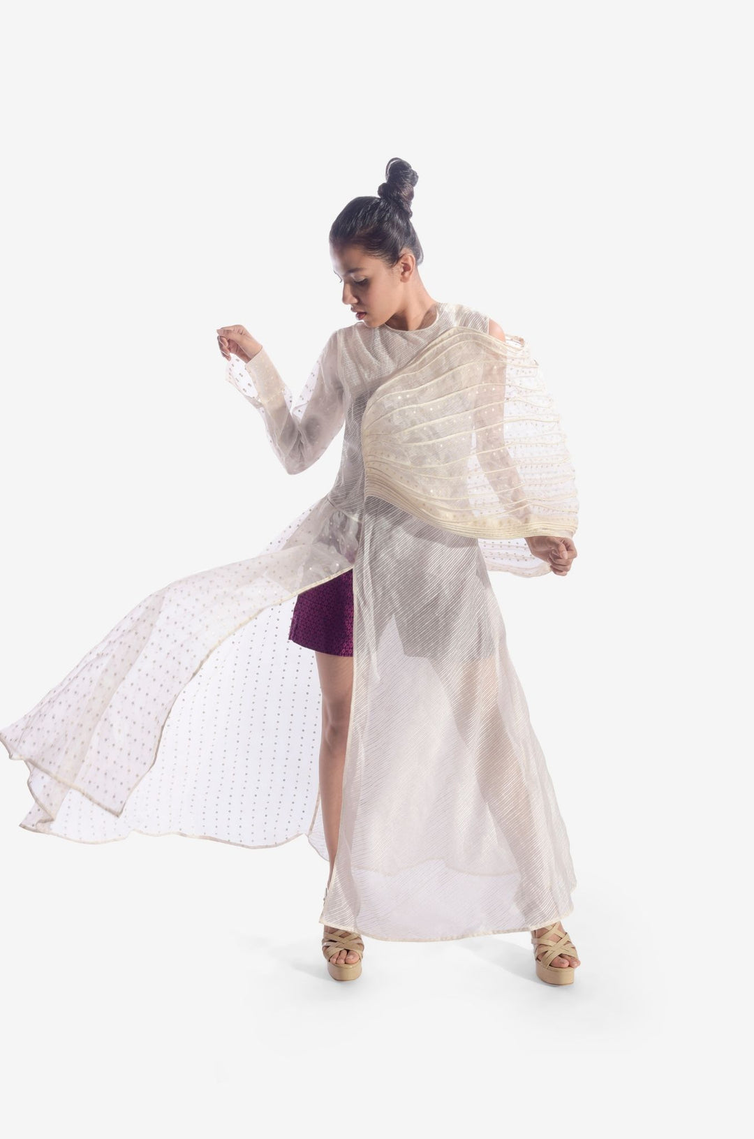 Chanderi Silk Corded Veil Dress