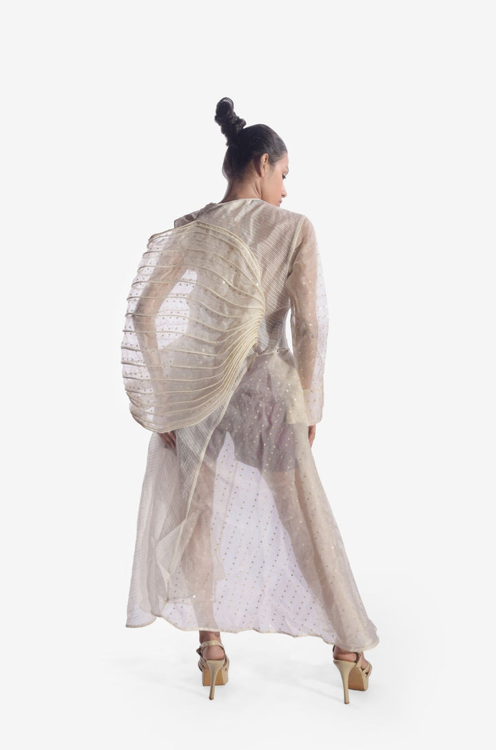 Chanderi Silk Corded Veil Dress