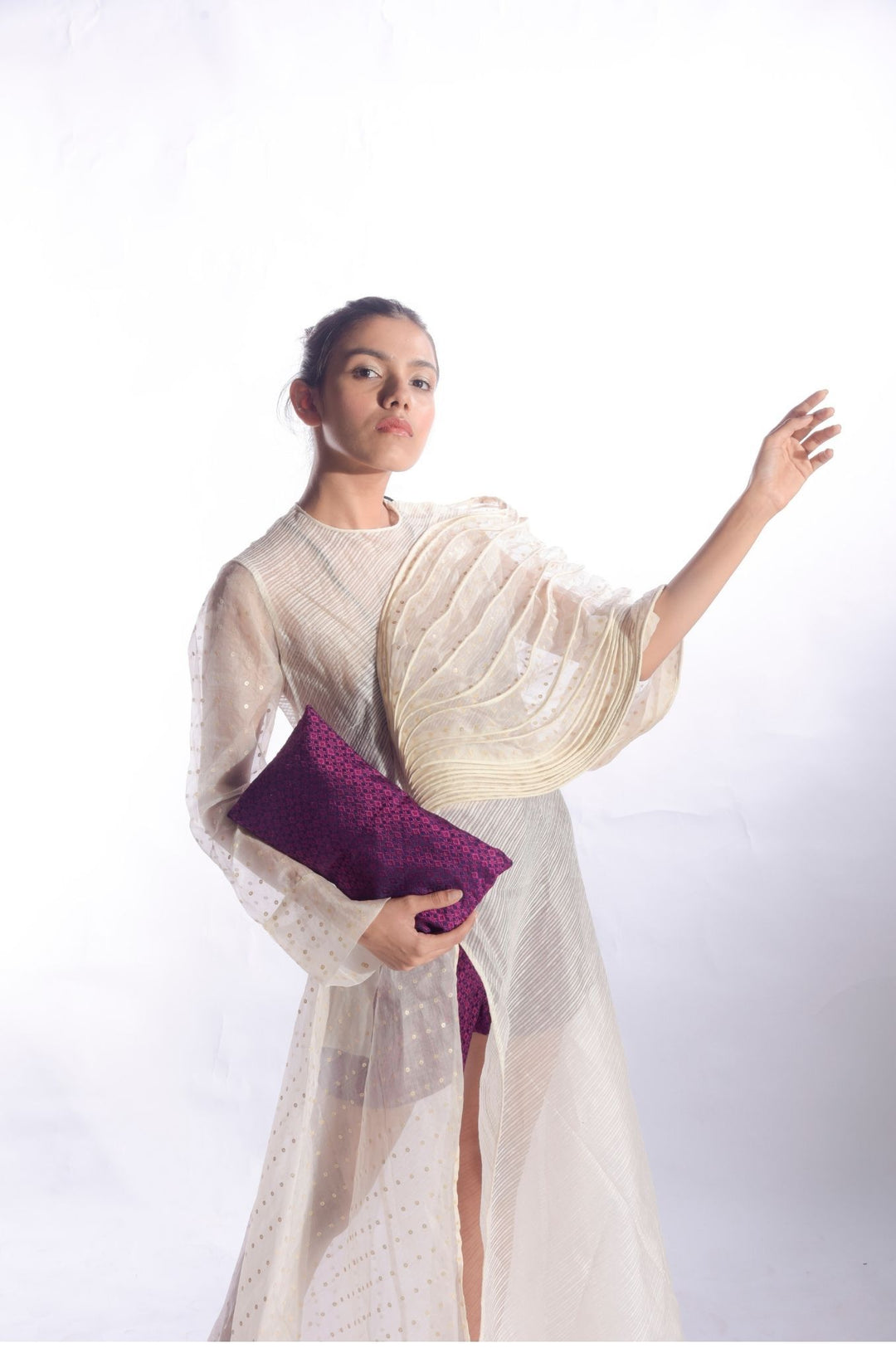 Chanderi Silk Corded Veil Dress