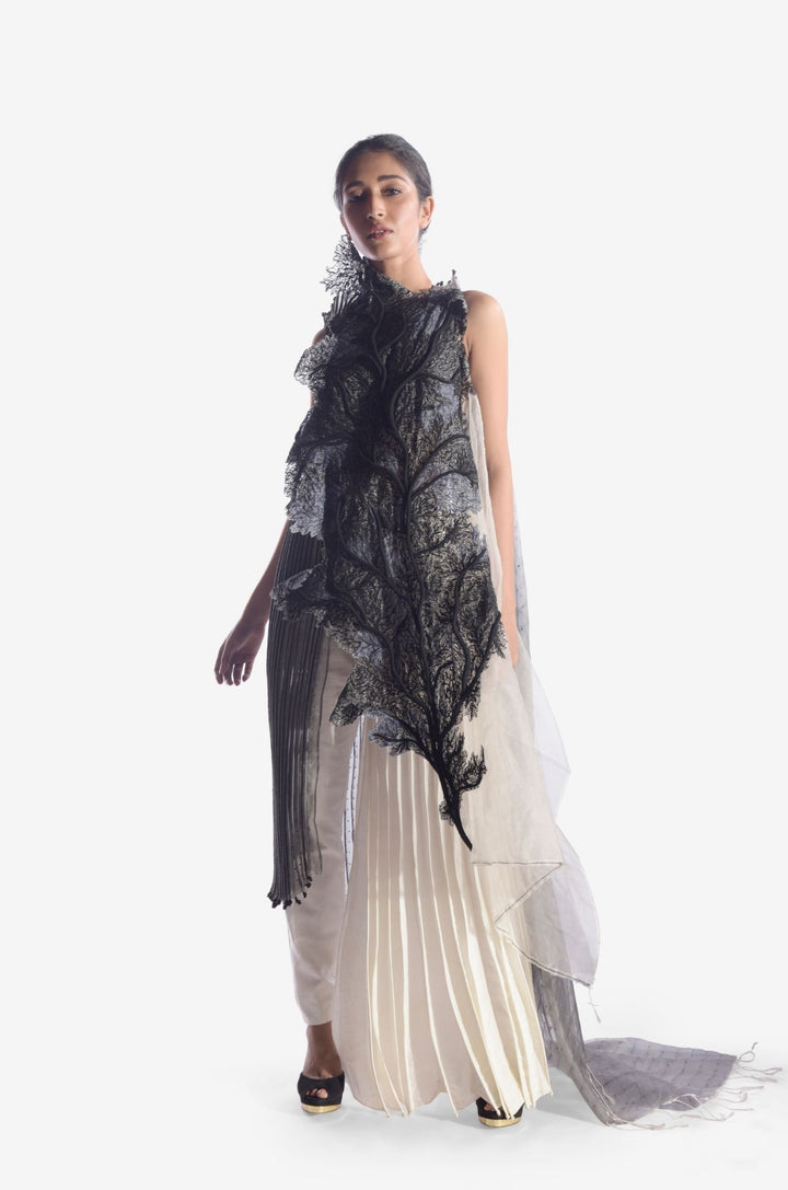 Black Coral Corded Dress