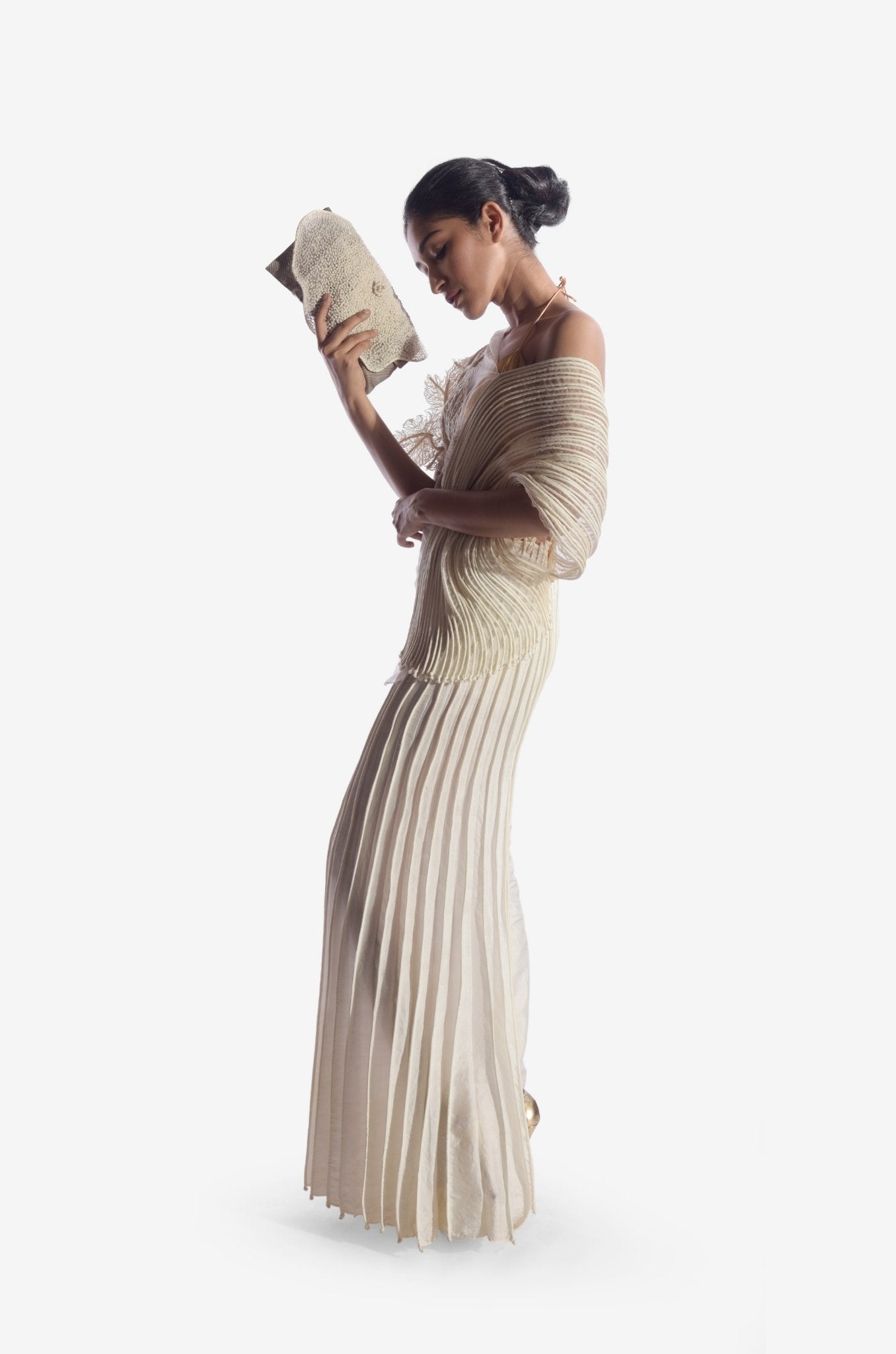 Corded White Coral Embroidered Top