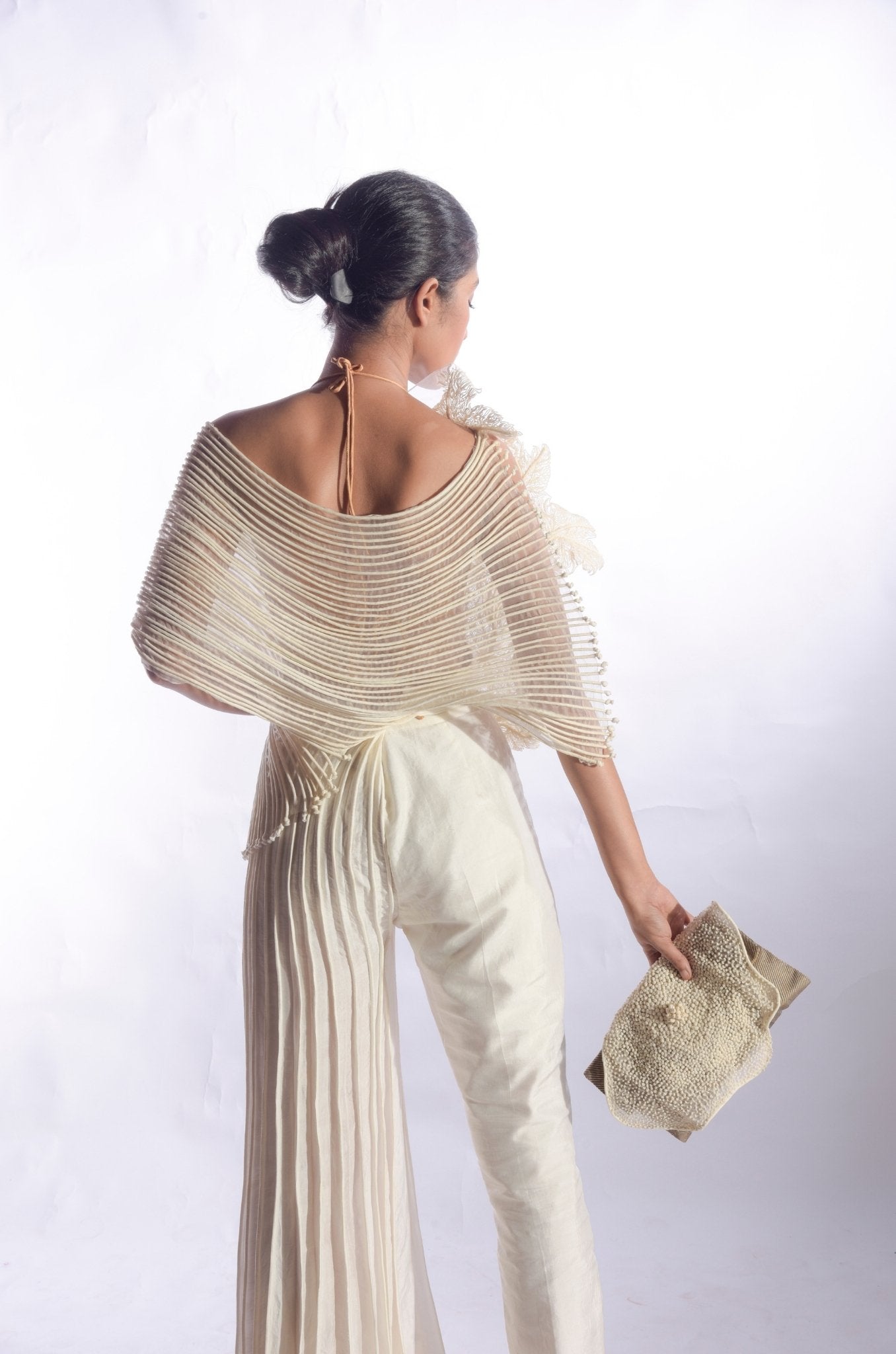 Corded White Coral Embroidered Top