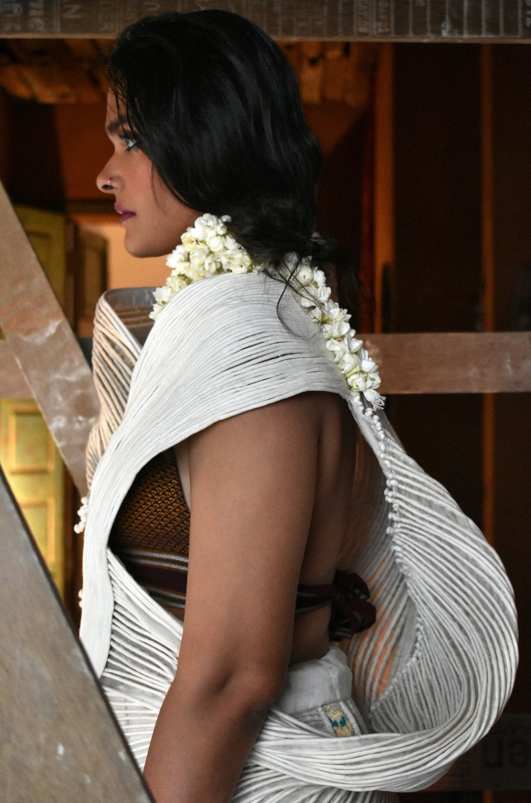 Corded Silk Blouse with Cap Sleeves