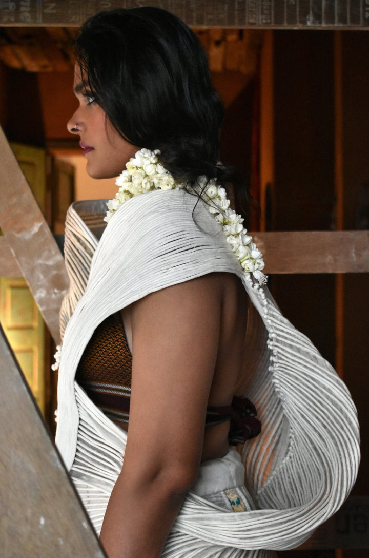 Corded Silk Blouse with Cap Sleeves