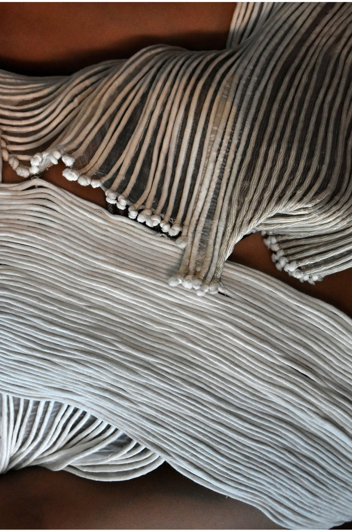 Corded Silk Blouse with Cap Sleeves