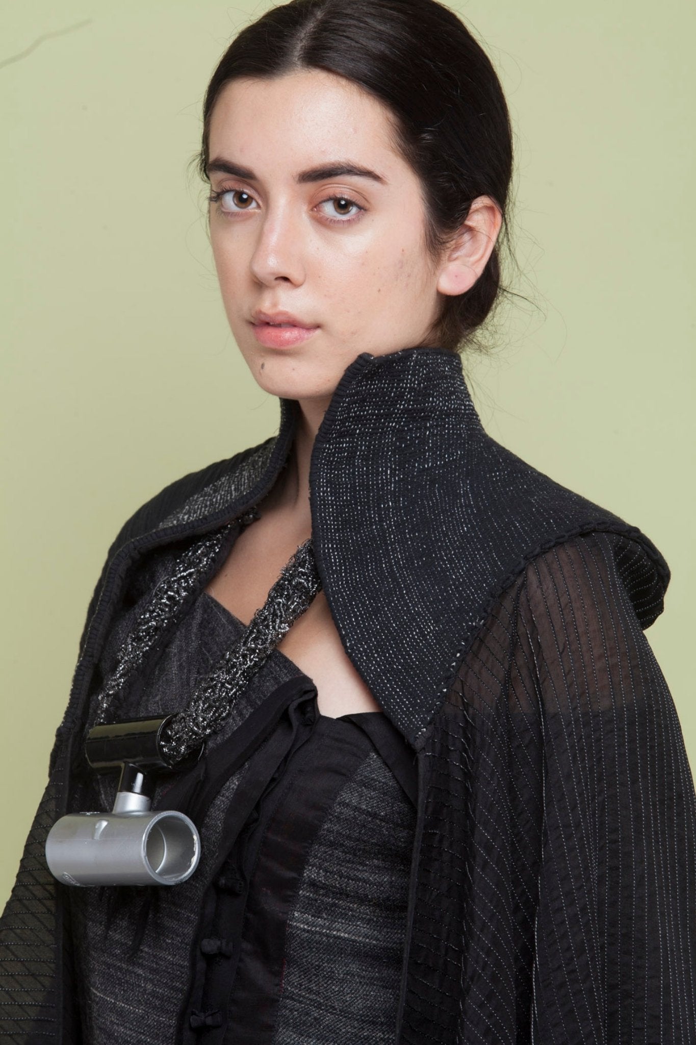 Long black Silk Cape