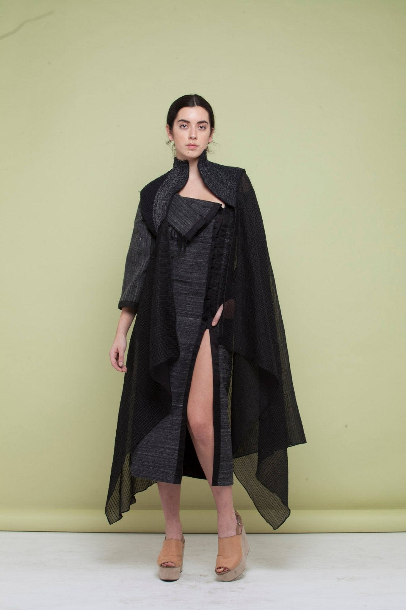 Long black Silk Cape