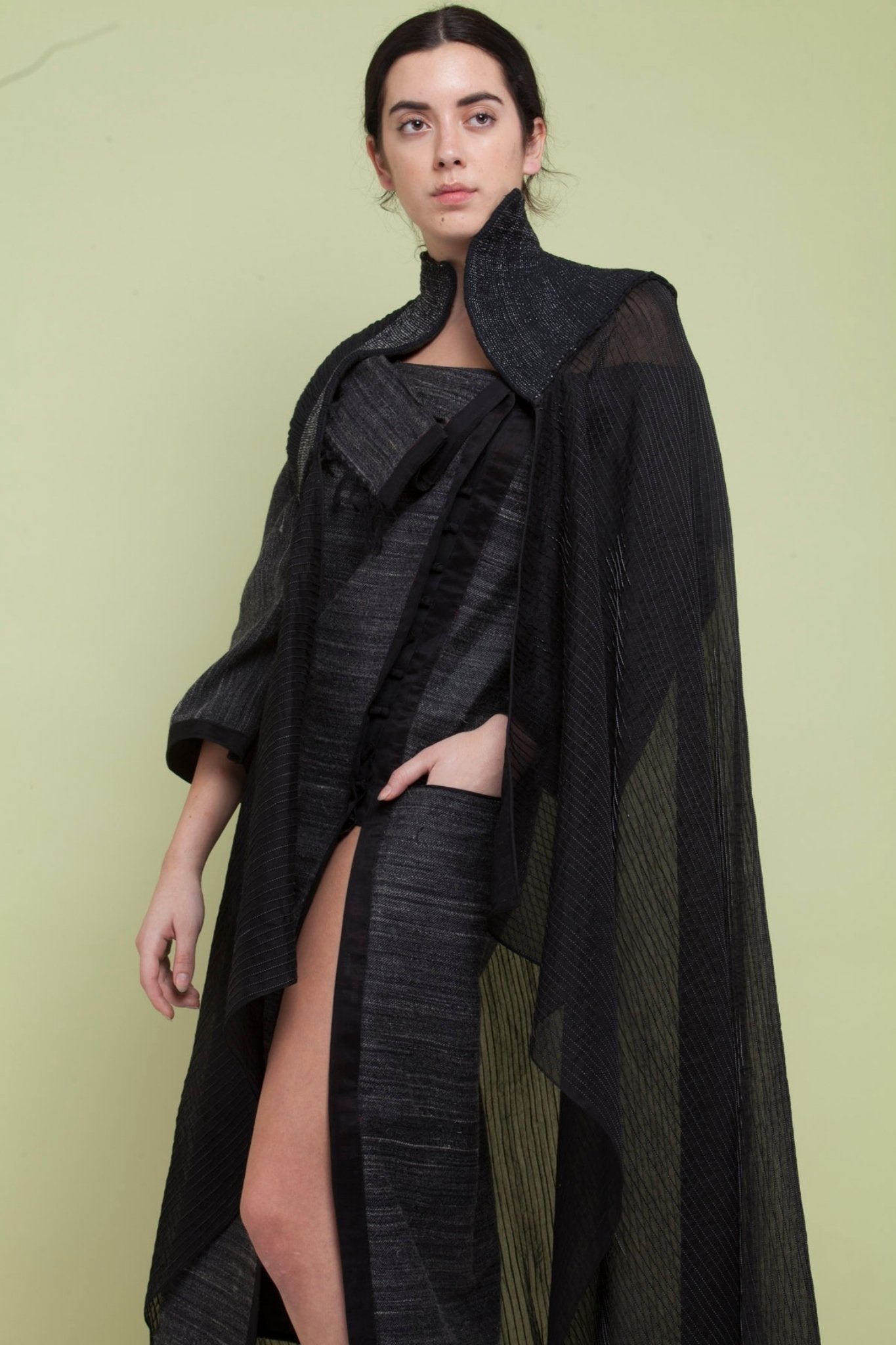 Long black Silk Cape