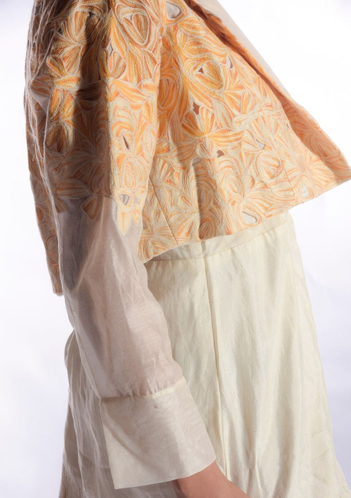 Jamdani jacket with intricate cutwork