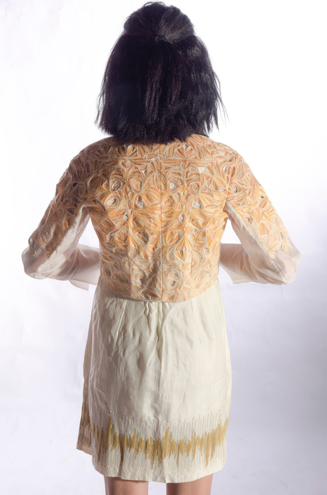 Jamdani jacket with intricate cutwork
