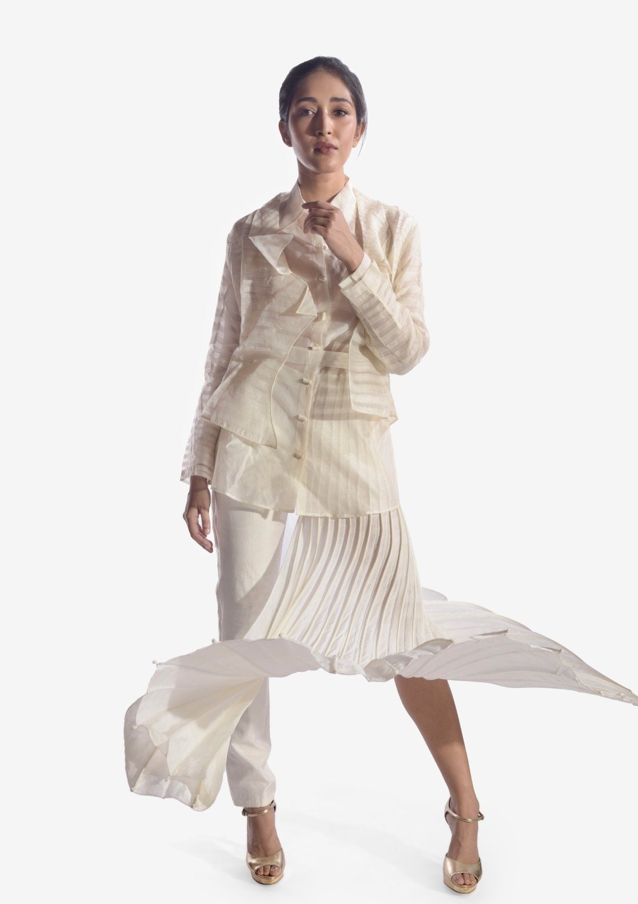 Chanderi Silk Jacket with Ribbons on the Back