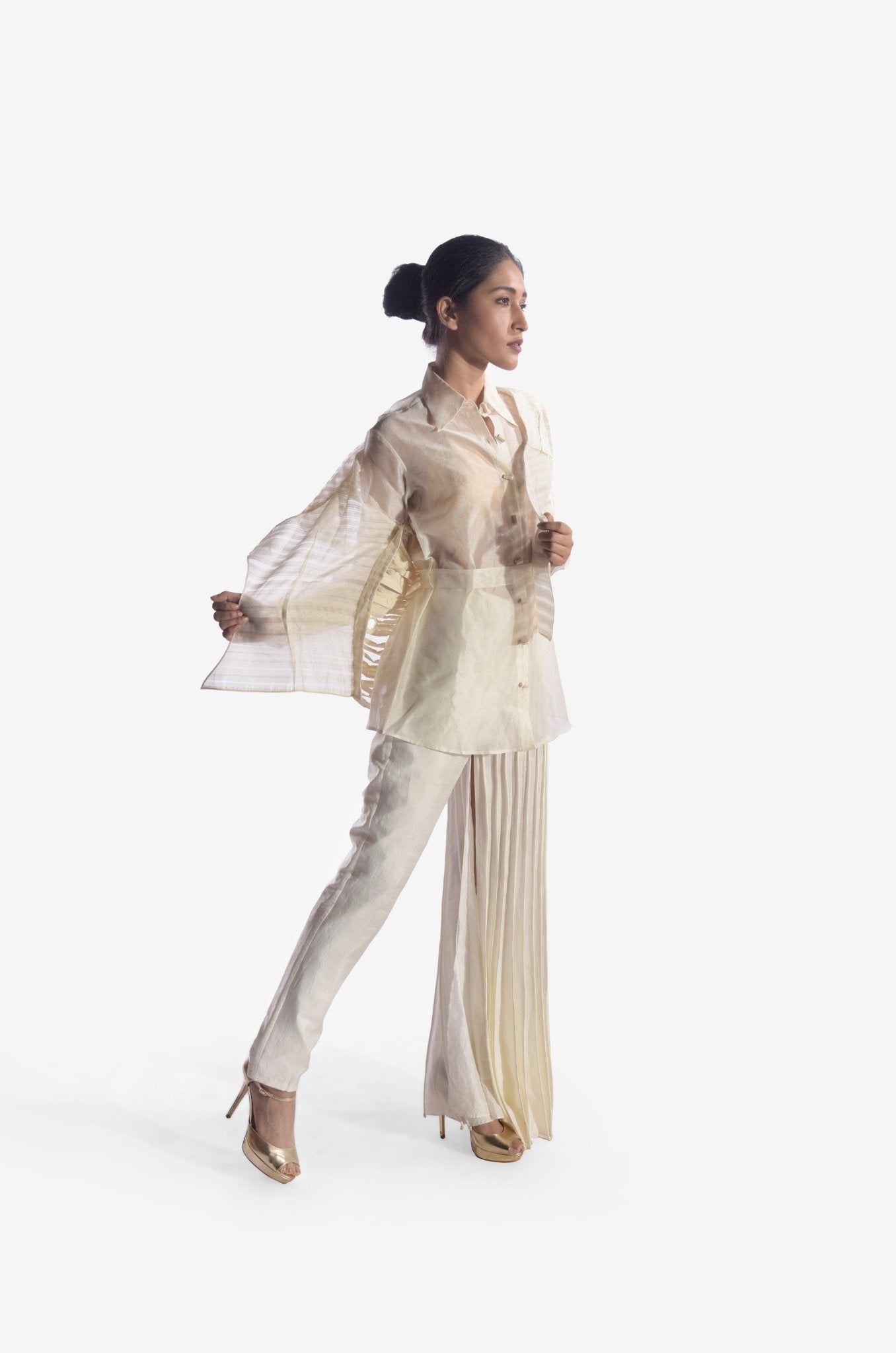 Chanderi Silk Jacket with Ribbons on the Back