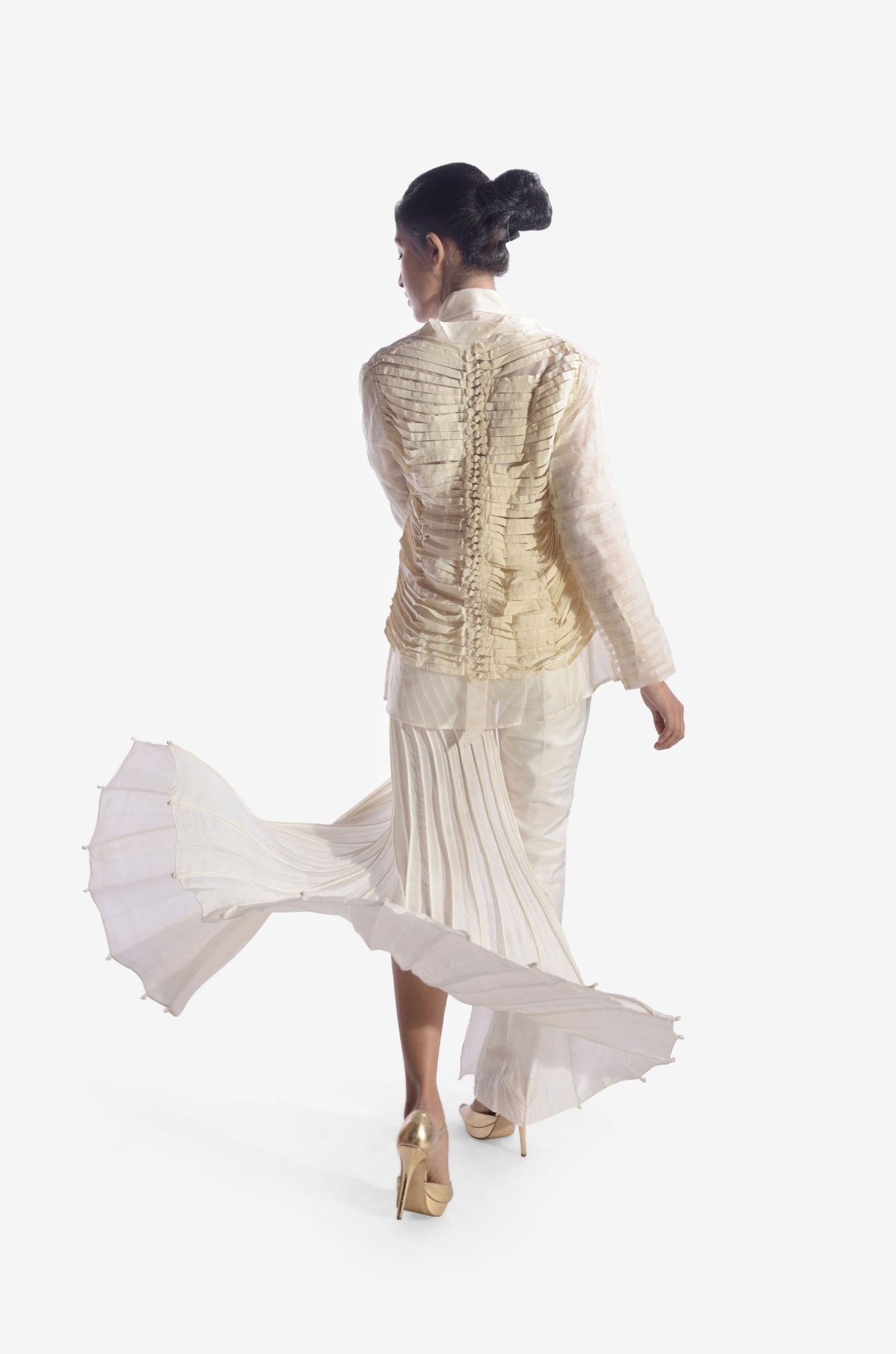 Chanderi Silk Jacket with Ribbons on the Back