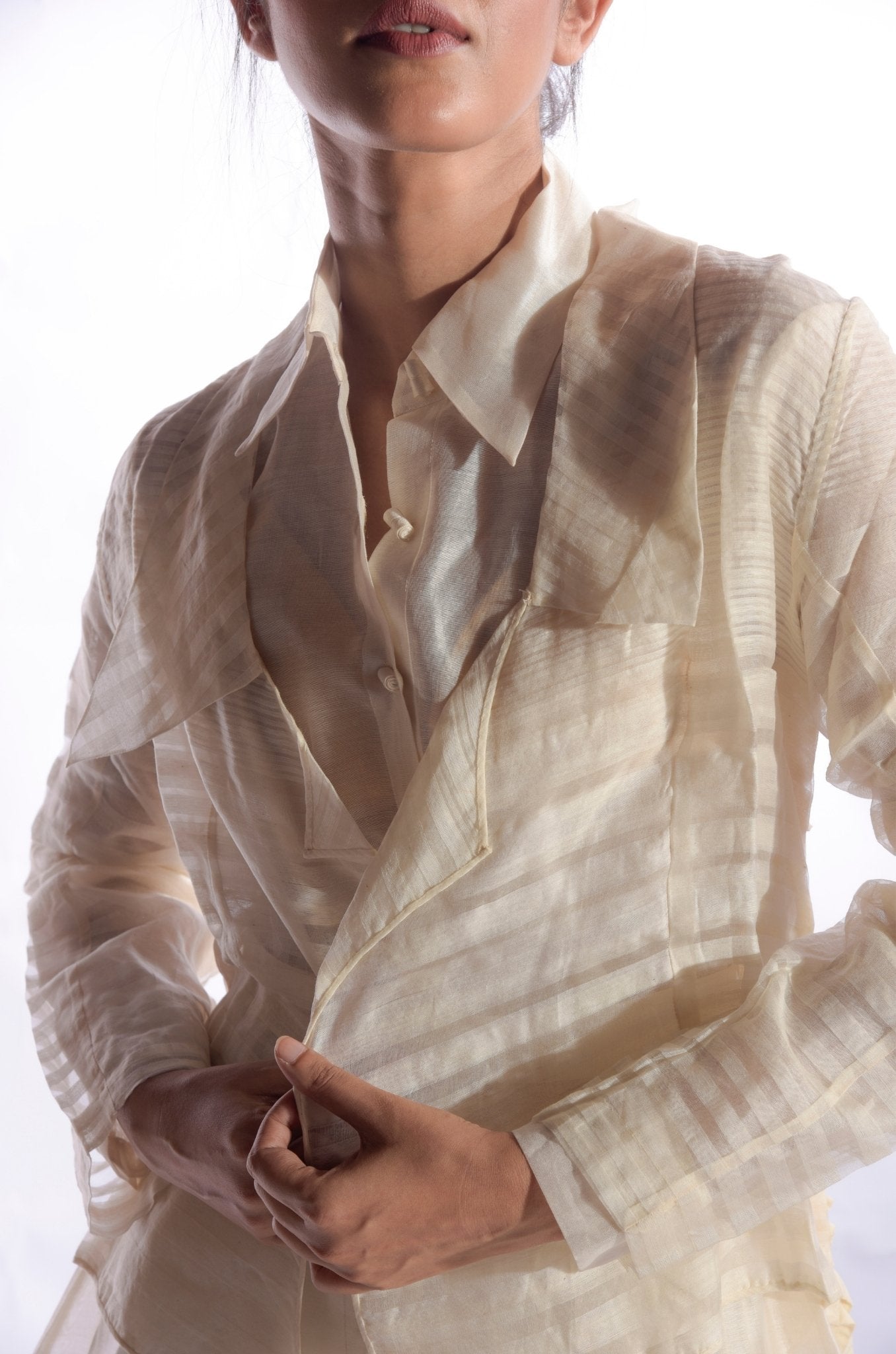 Chanderi Silk Jacket with Ribbons on the Back