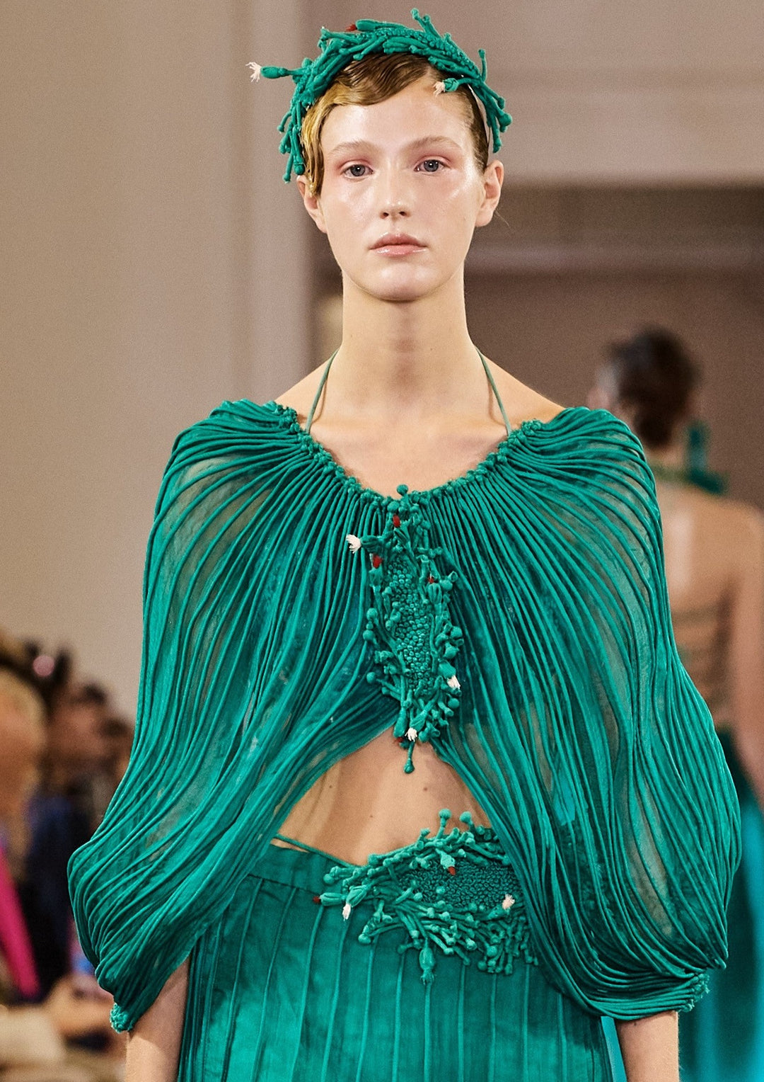 Turquoise Corded and Embroidered Top