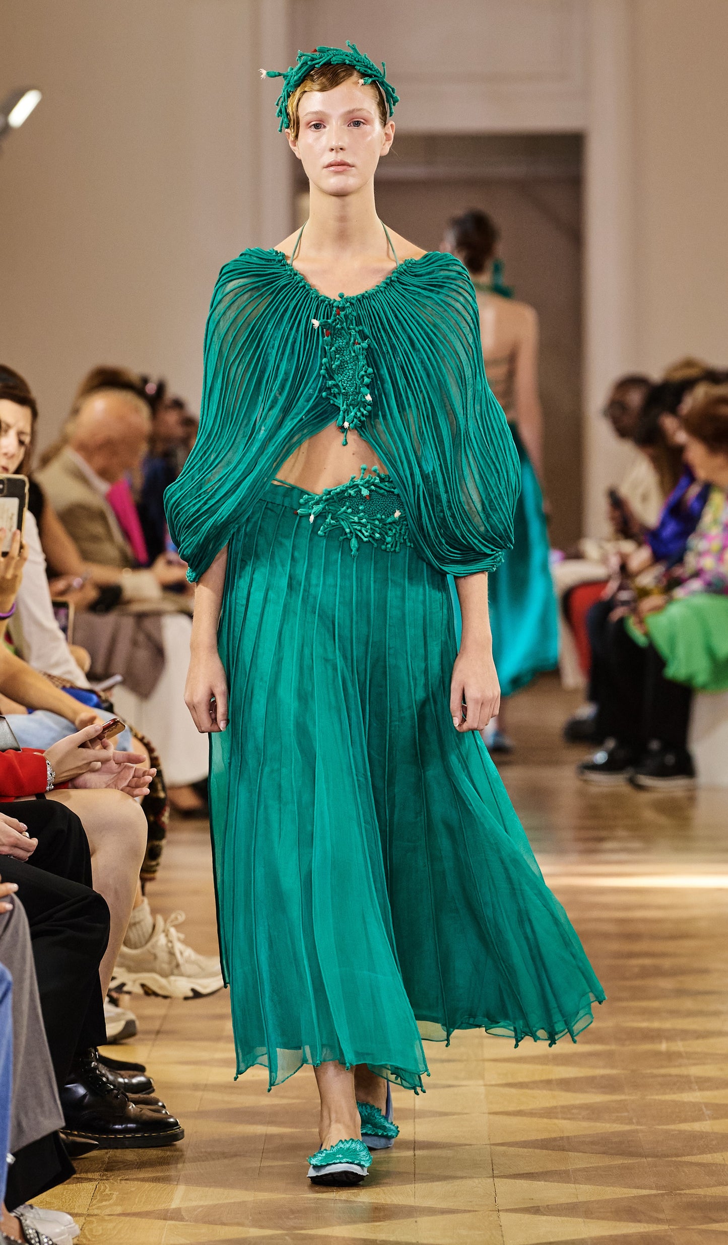 Turquoise Corded and Embroidered Top
