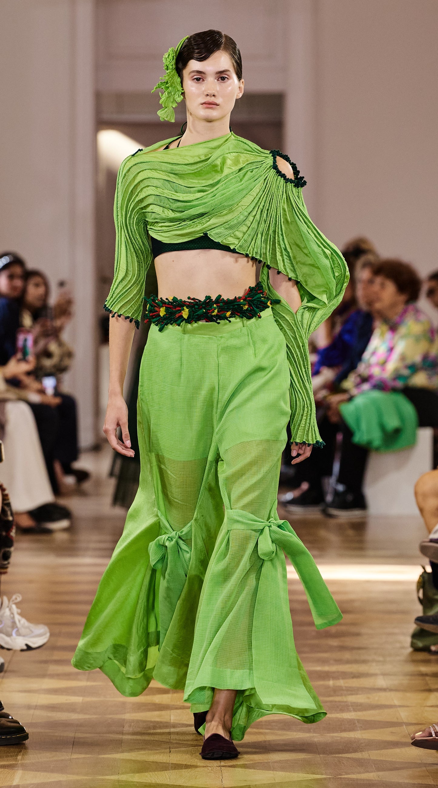 Lime Green Corded Asymmetric Top