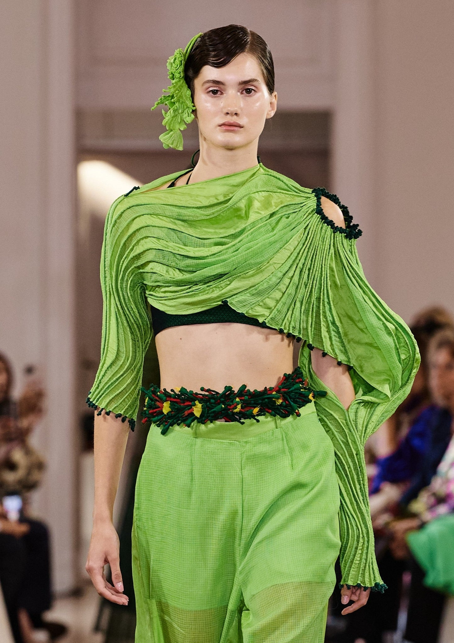 Lime Green Corded Asymmetric Top