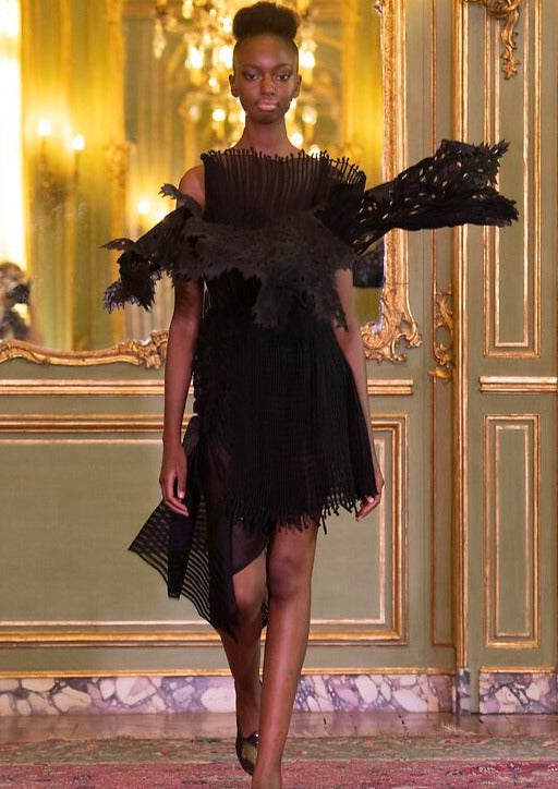 Black Coral Corded Dress