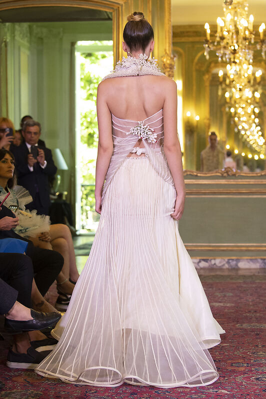 Mogra Neckline Frenchknot Shoulder Corded Dress