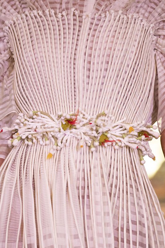 White corded Dress With Mogra Belt