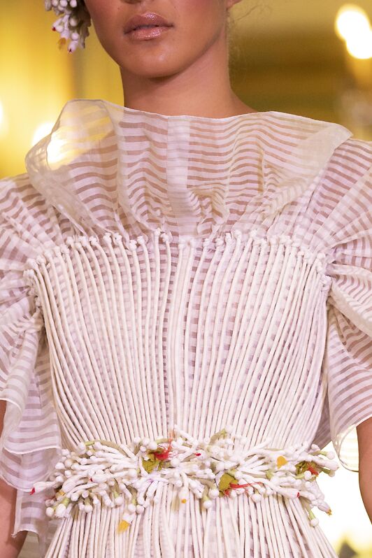 White corded Dress With Mogra Belt