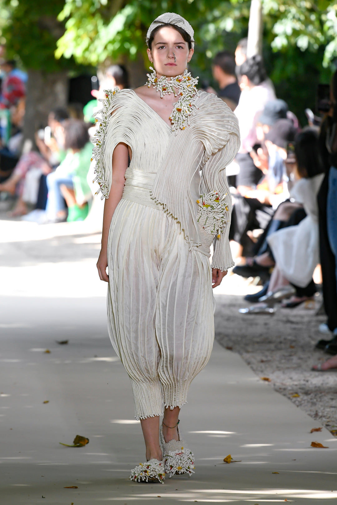 White Corded Mogra Sleeve Top