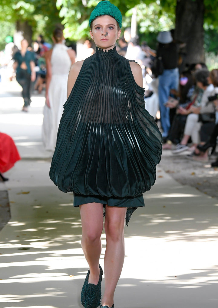 Green Short Skirt with Corded top
