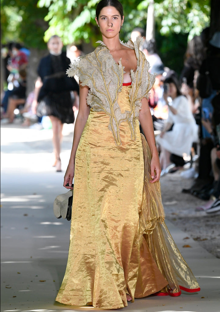 Gold Saree Drape Dress