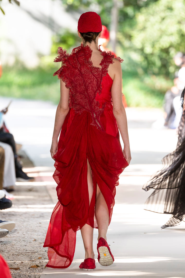 Red Coral Sheer Dress