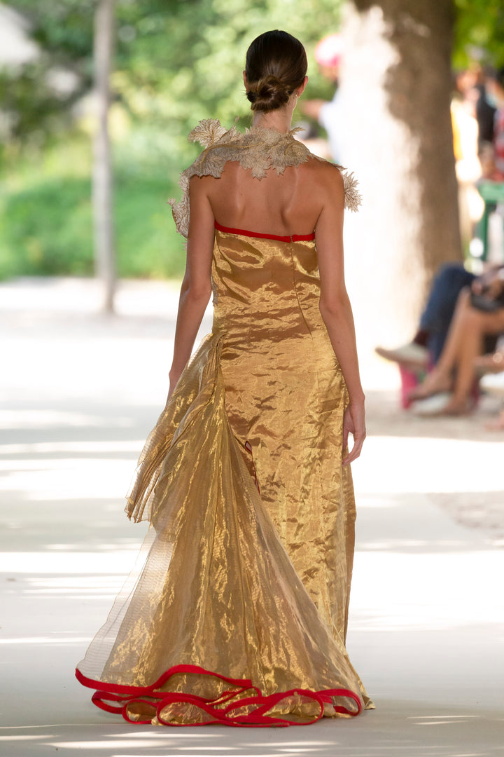 Gold Saree Drape Dress