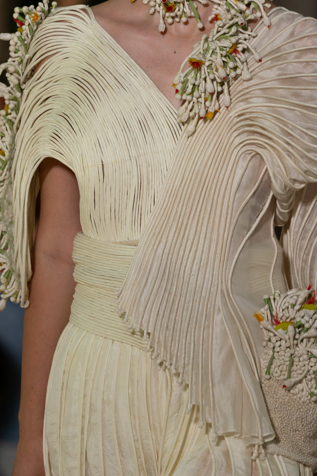 White Corded Mogra Sleeve Top