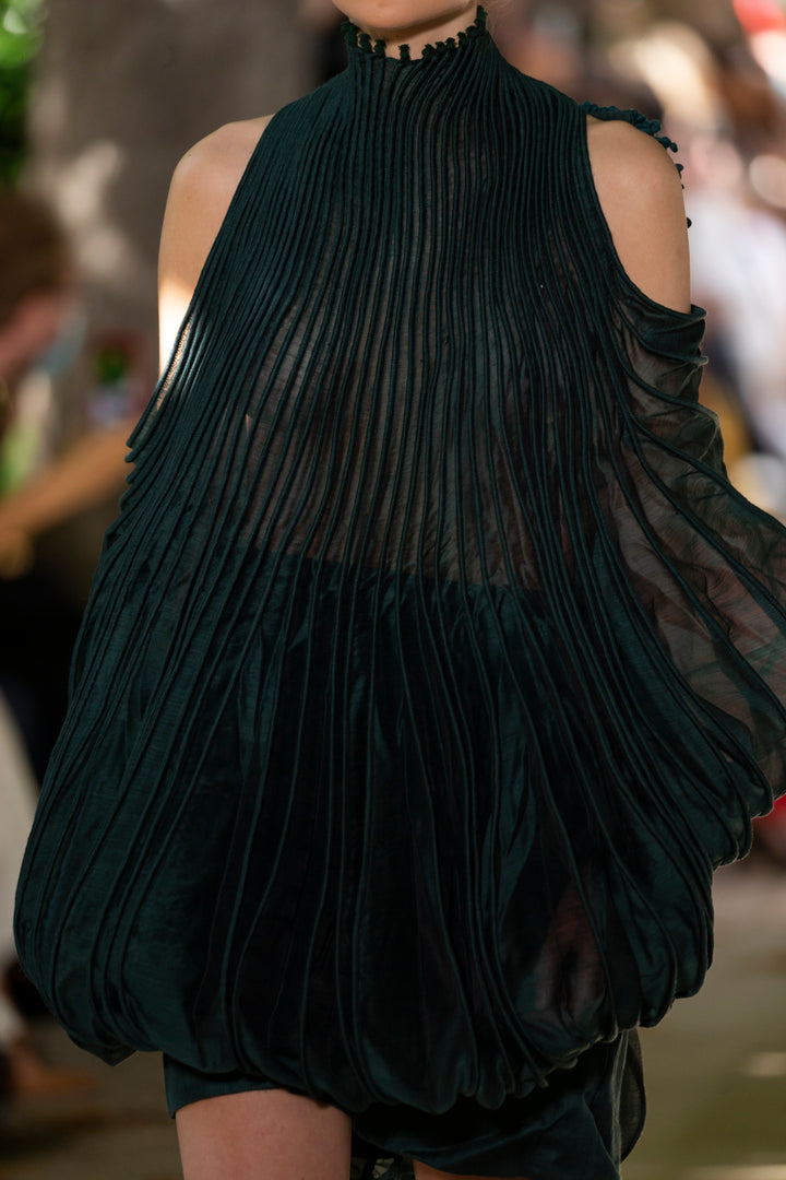 Green Short Skirt with Corded top