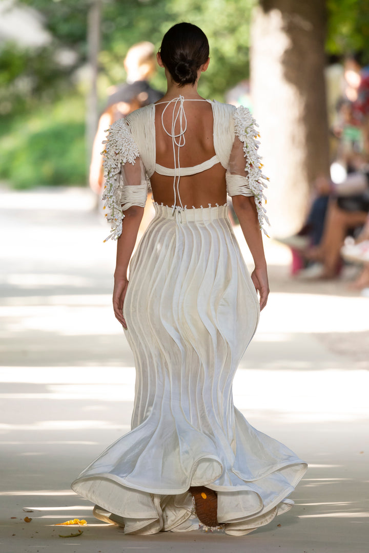 Corded Wave Slit Skirt