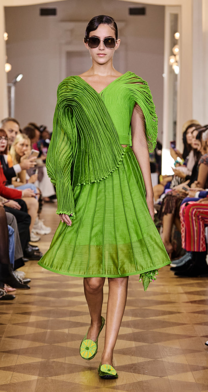 Lime Green Short Corded Skirt