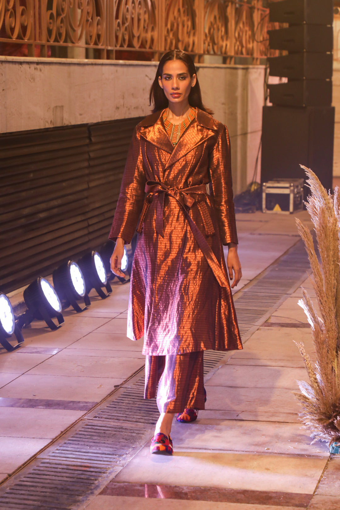 Metallic Copper Trench Coat