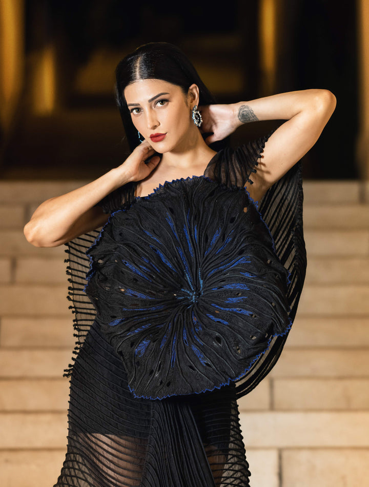 Shruti Hassan - Black Coral Top with Asymmetric Skirt