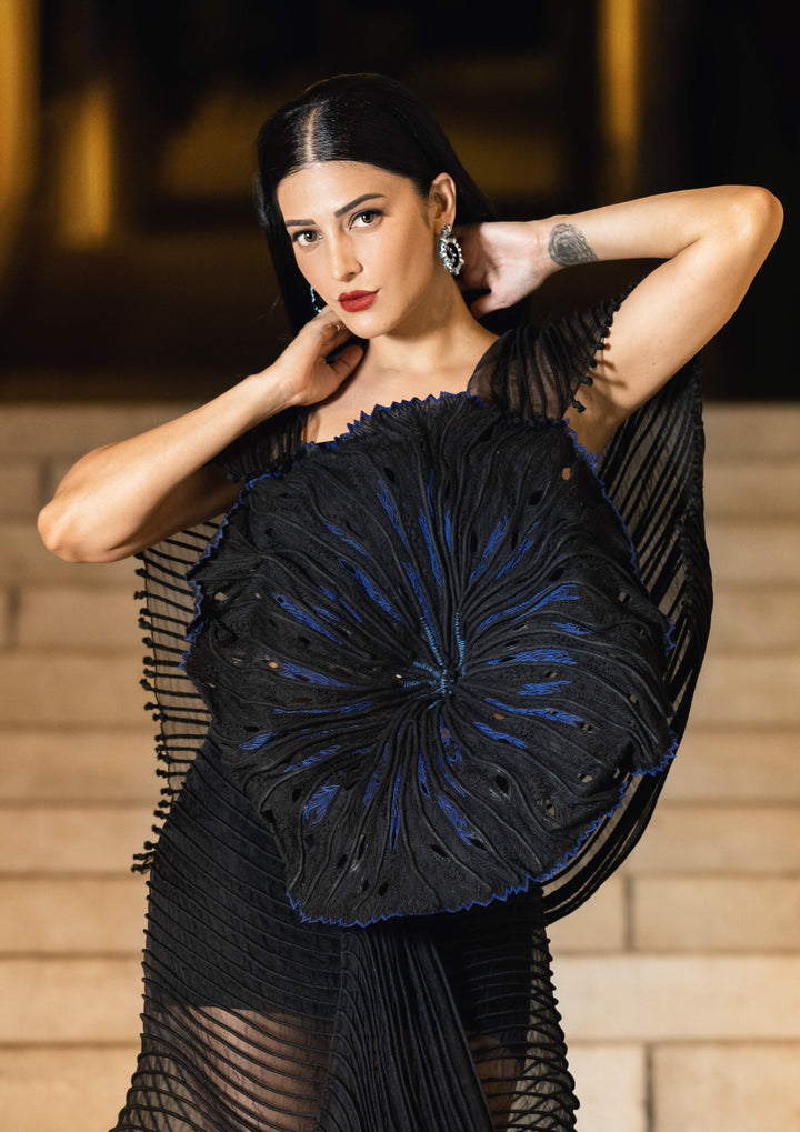 Shruti Hassan - Black Coral Top with Asymmetric Skirt