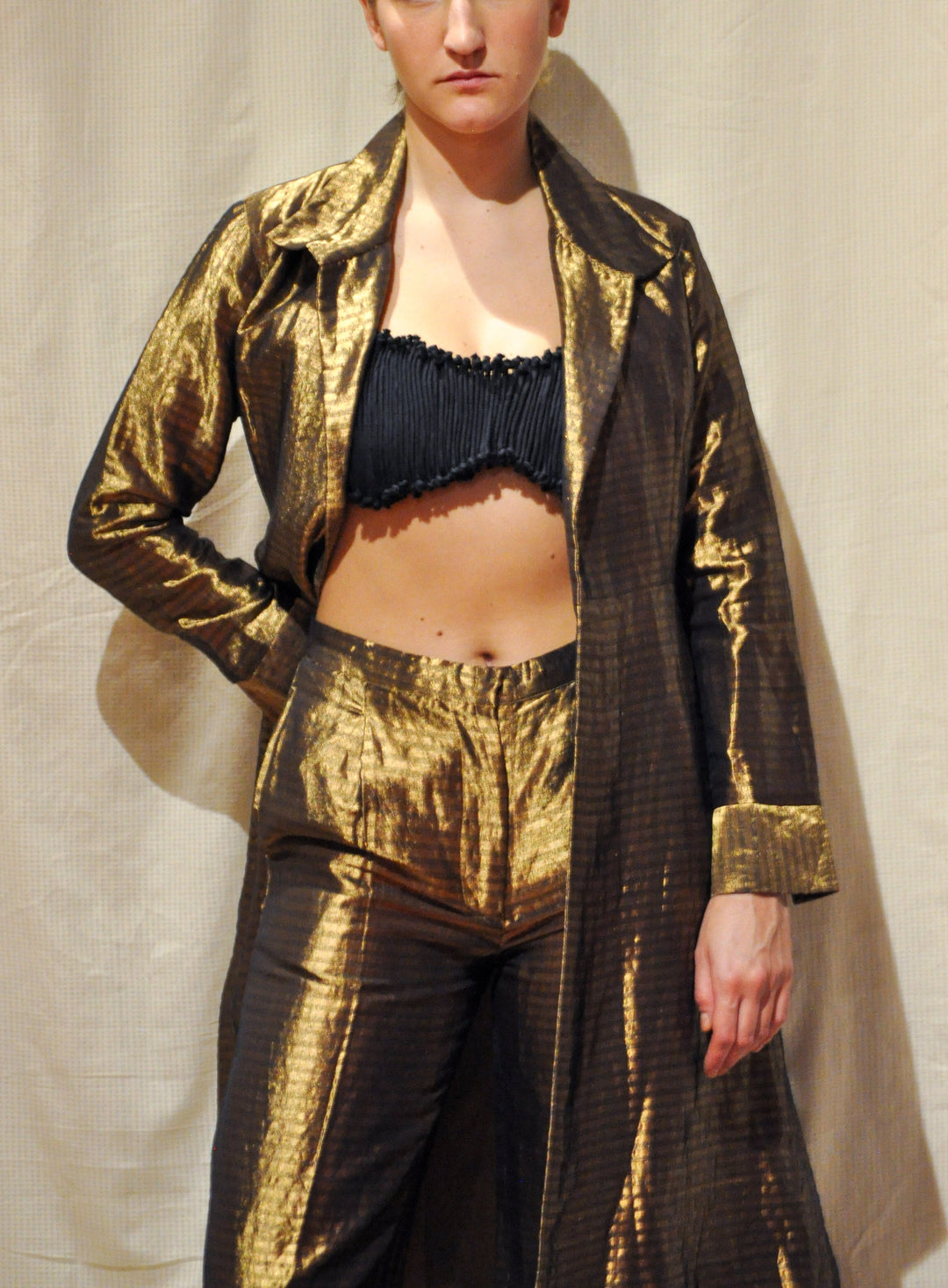 Metallic Gold Straight Trousers