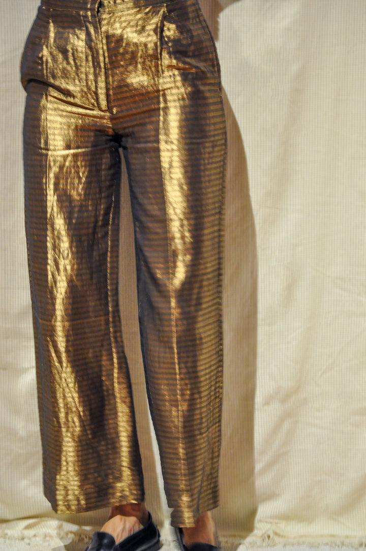 Metallic Gold Straight Trousers