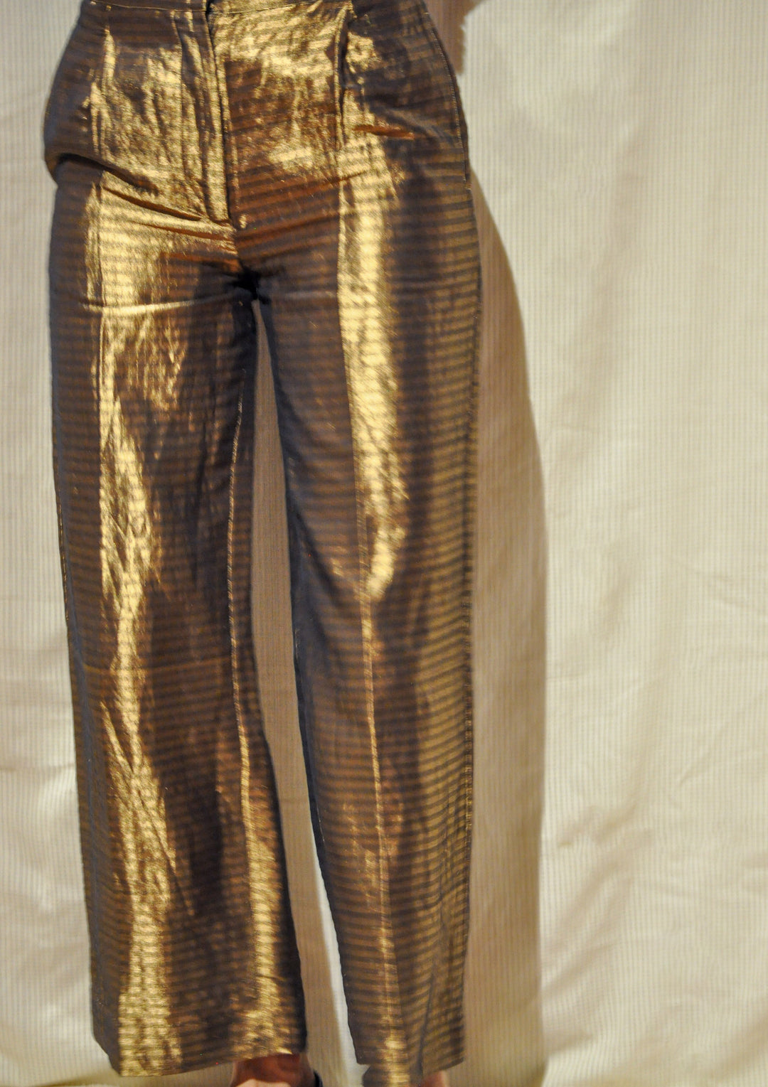 Metallic Gold Straight Trousers