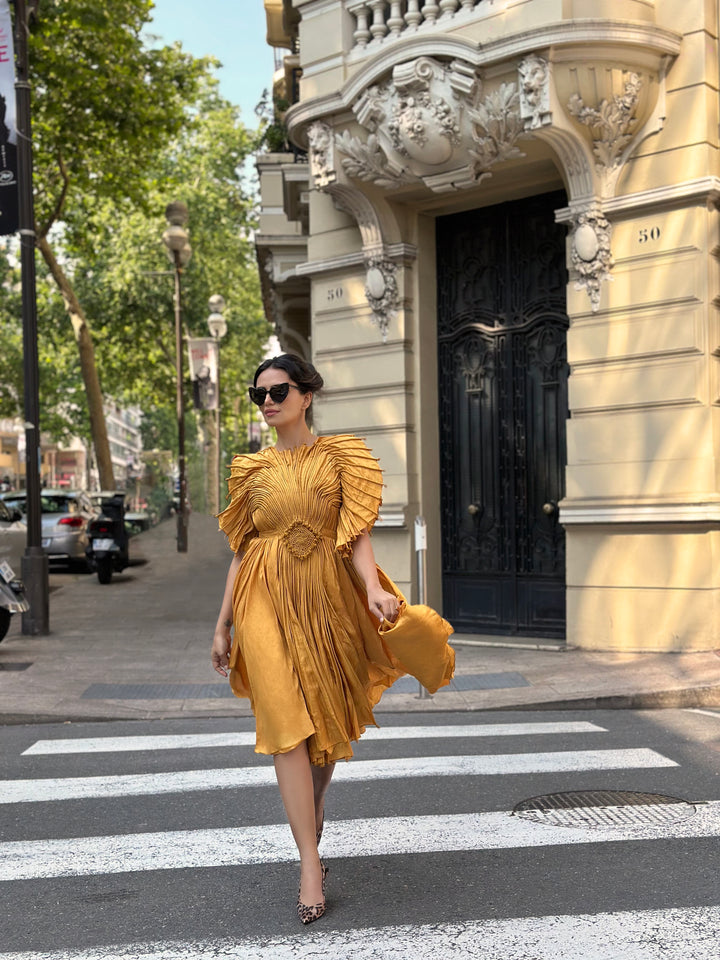 Roshni Chopra - Mustard Yellow Corded Day Dress