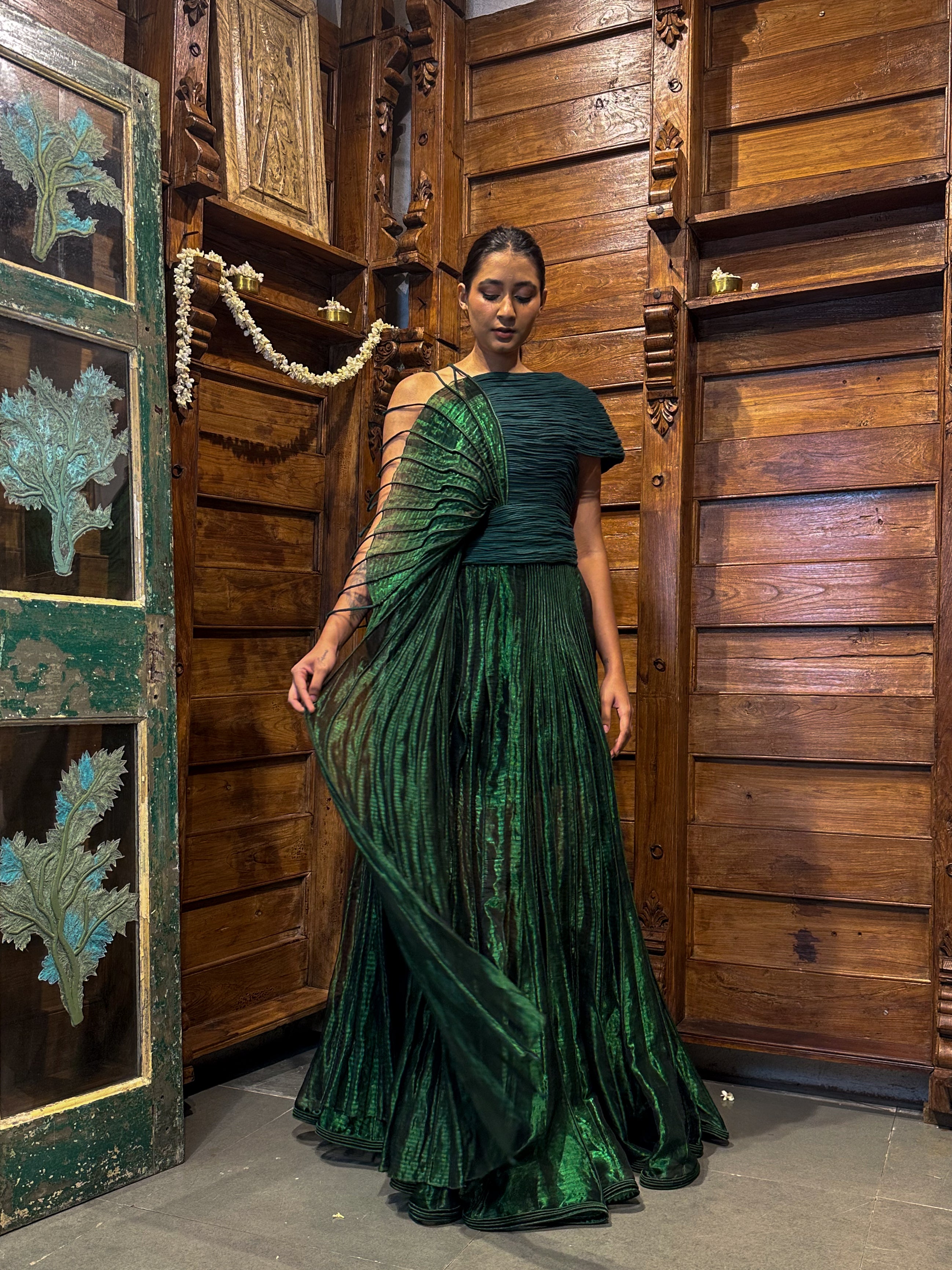 Metallic Corded Top and Wave Skirt – VAISHALI S