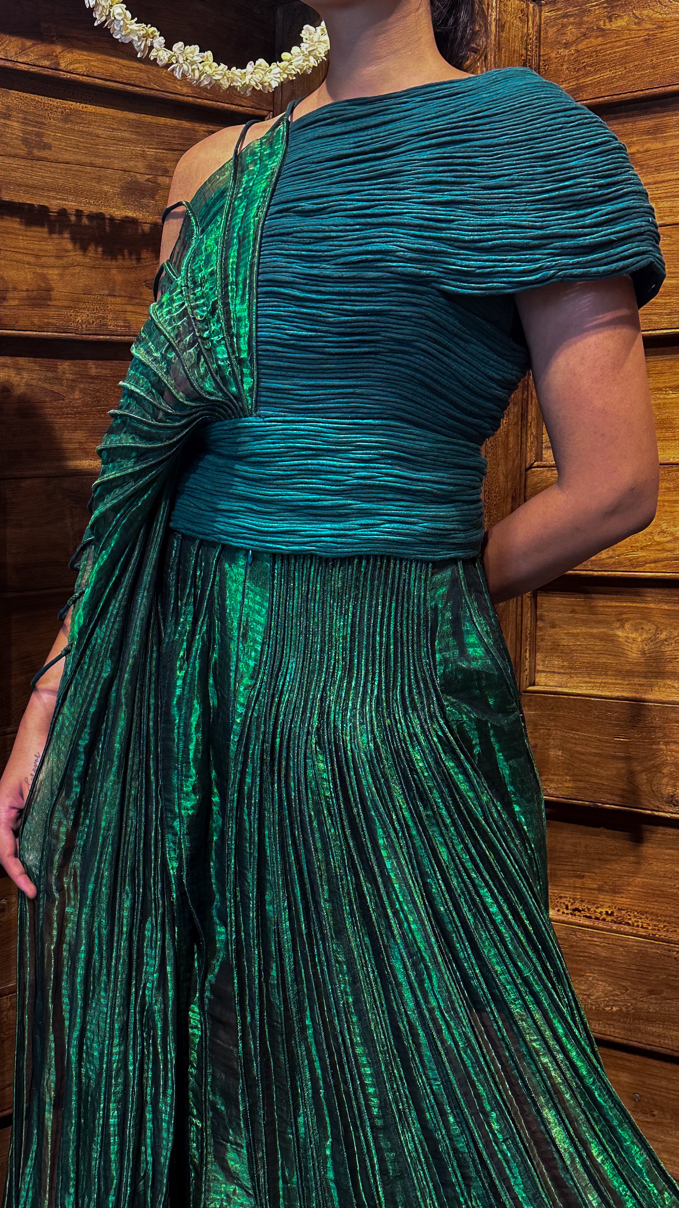 Metallic Corded Top and Wave Skirt – VAISHALI S