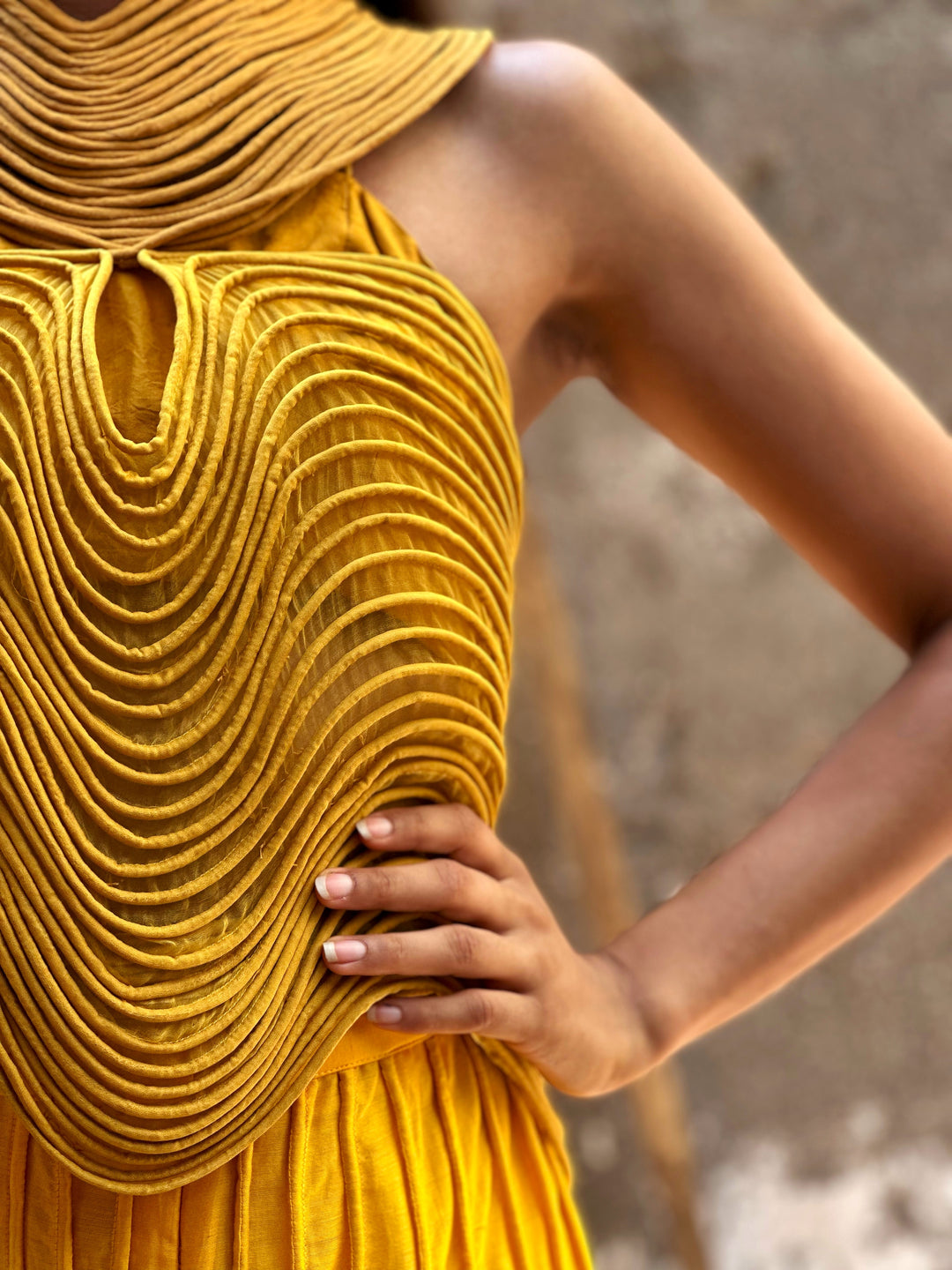 Yellow Corded Halter Blouse