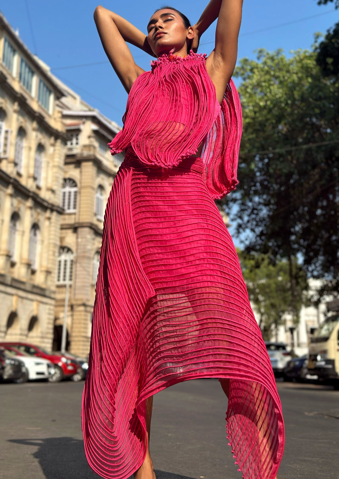 Fuchsia Pink Corded Skirt