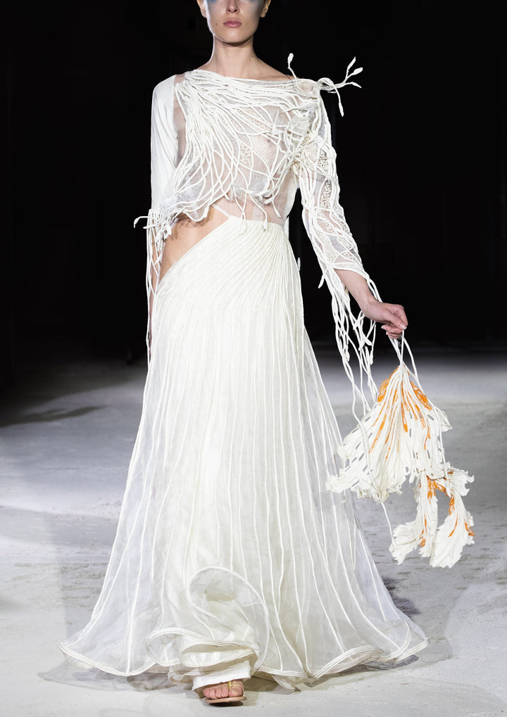 Abyss White Corded Gown