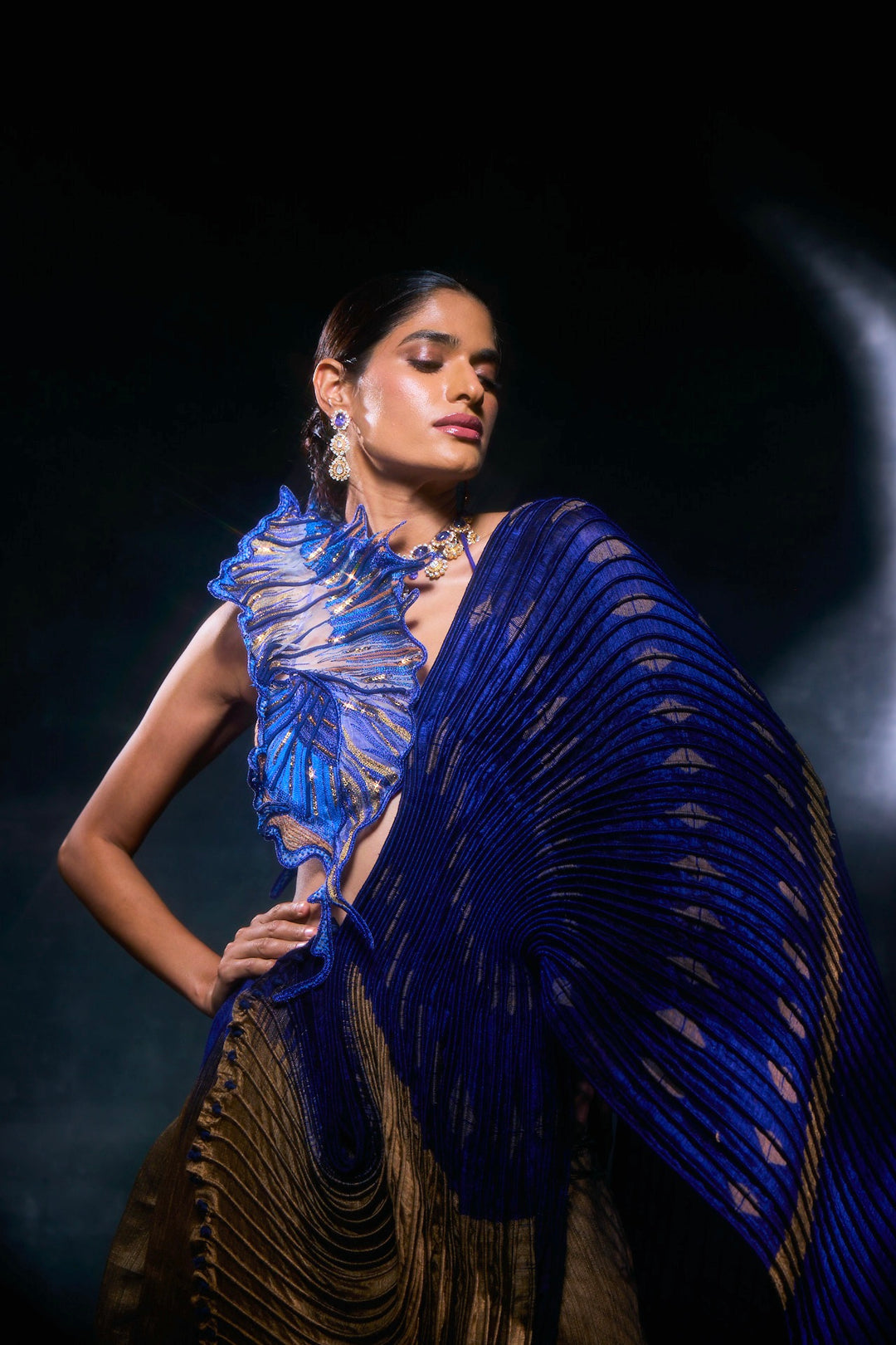 MIDNIGHT SHELL DHOTI DRAPED SAREE